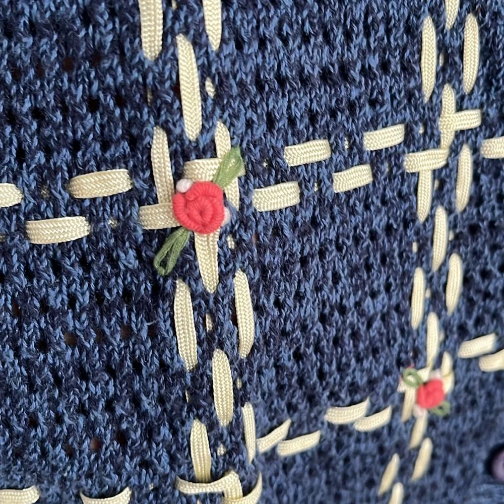 Vintage Koret Blue Knit Button Up Vest - Picture 6 of 7